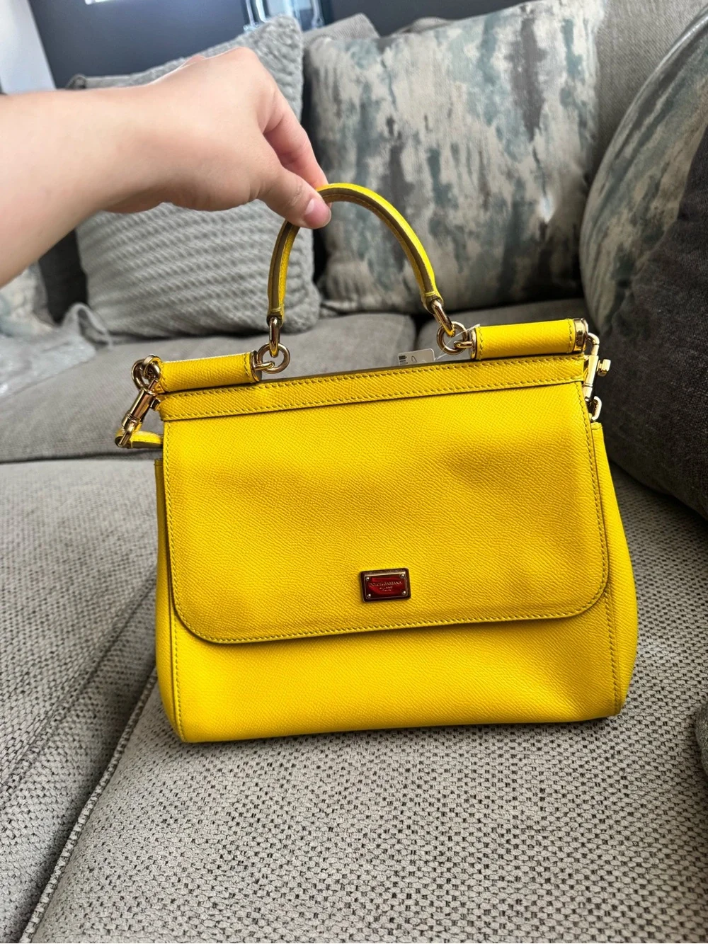 Dolce & Gabbana Yellow Leather Crossbody Shoulder Bag - Designer Style